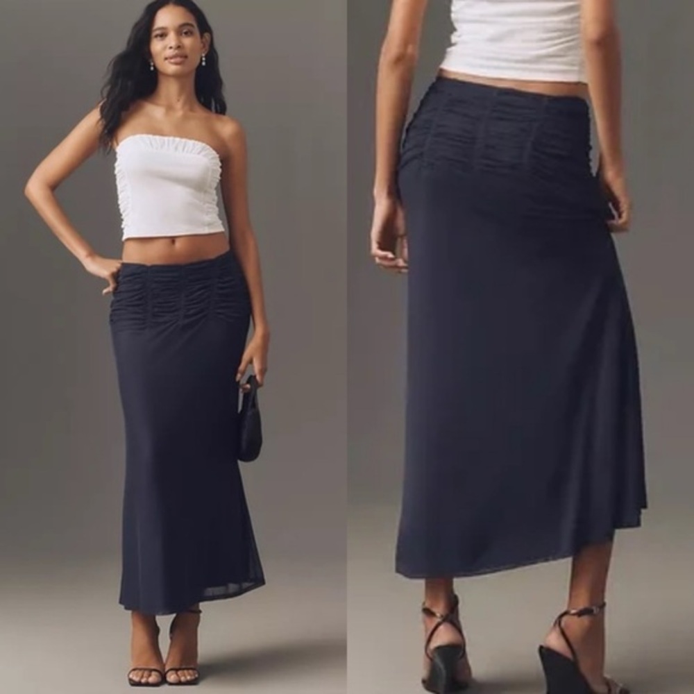 Anthropologie Maeve Navy Blue Maxi Skirt